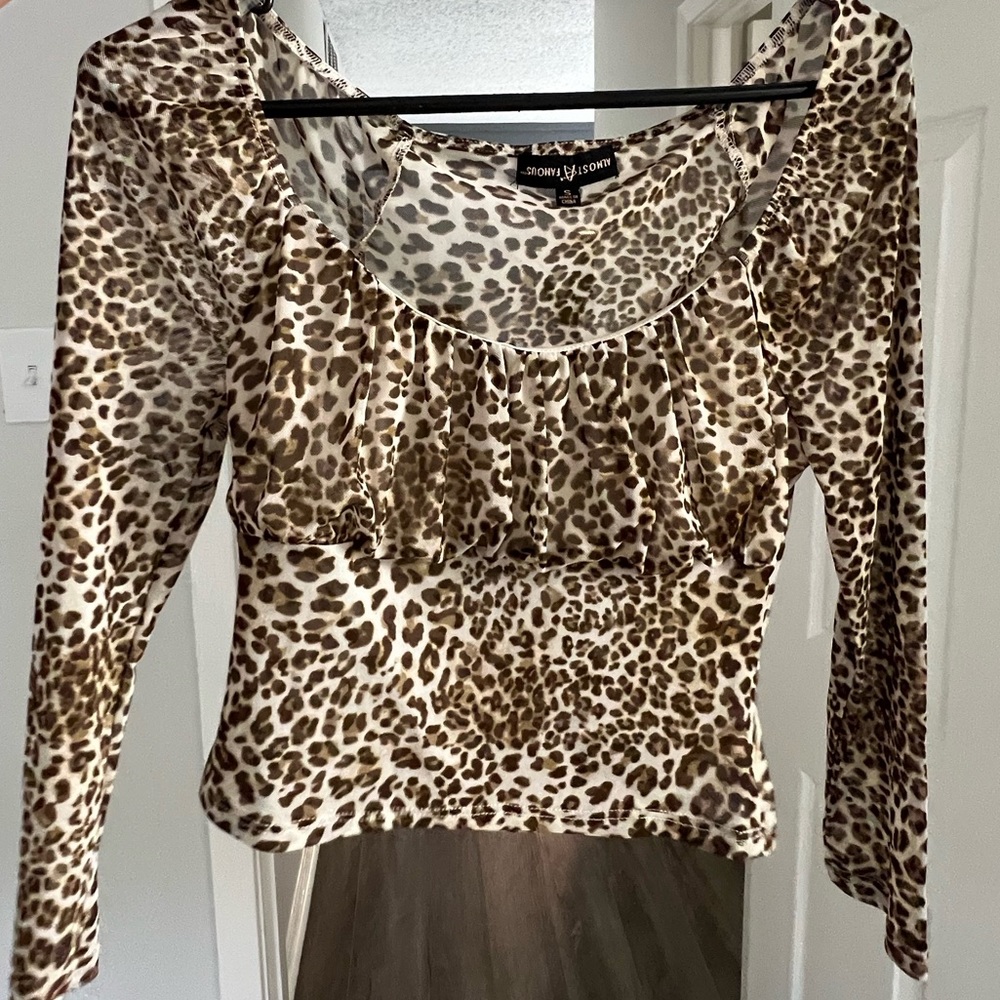 Cheetah quarter sleeve top